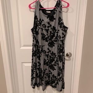 Dress - Gray with Black floral print